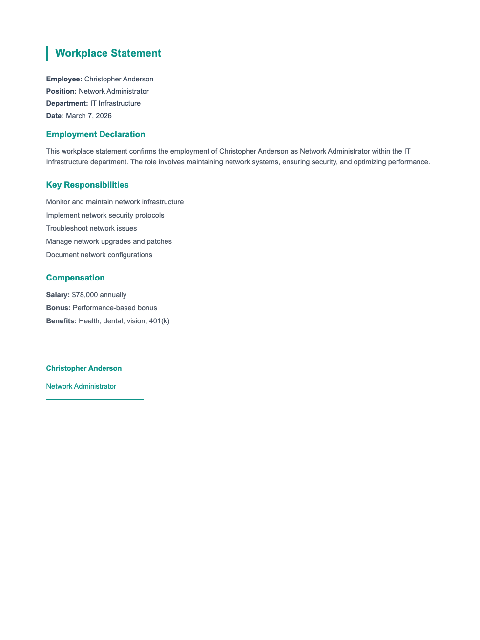 Teal clean workplace statement